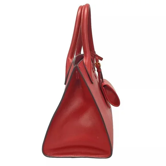 100% Authentic PRADA Monochrome Bag Red Saffiano Leather Handbag - Picture 3 of 14